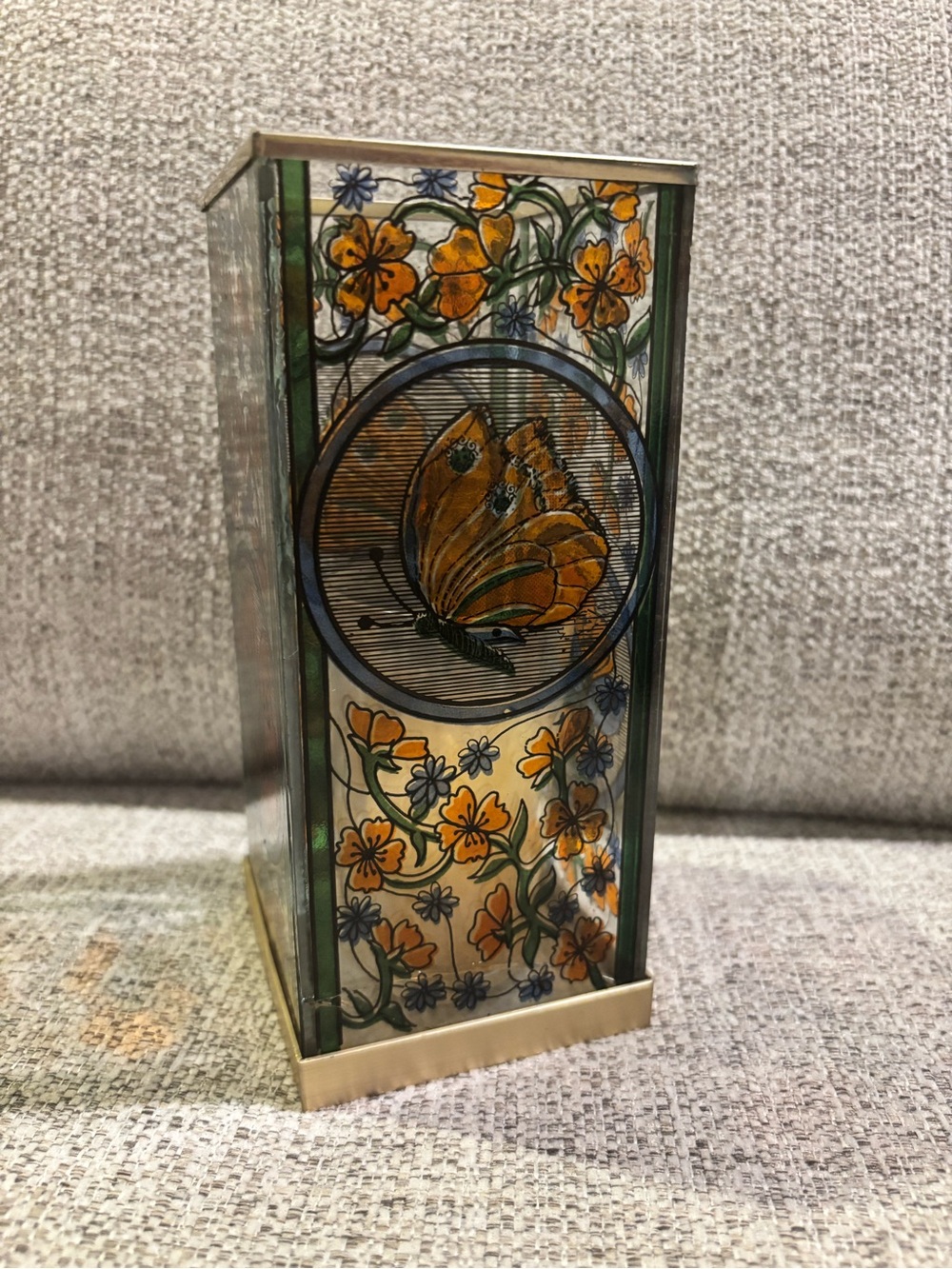 Floral Butterfly Glass Votive candle Holder